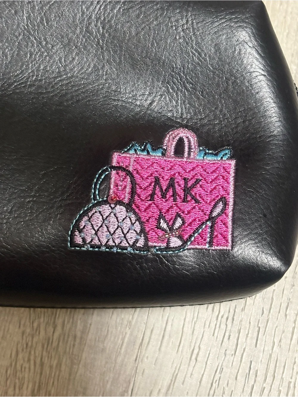 Mary Kay Black Cosmetic Zip Pouch with Silver Logo Tag